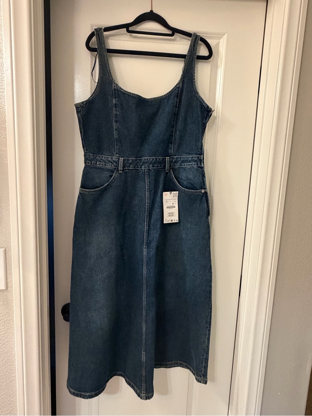 Zara Dark Blue Denim Midi Dress